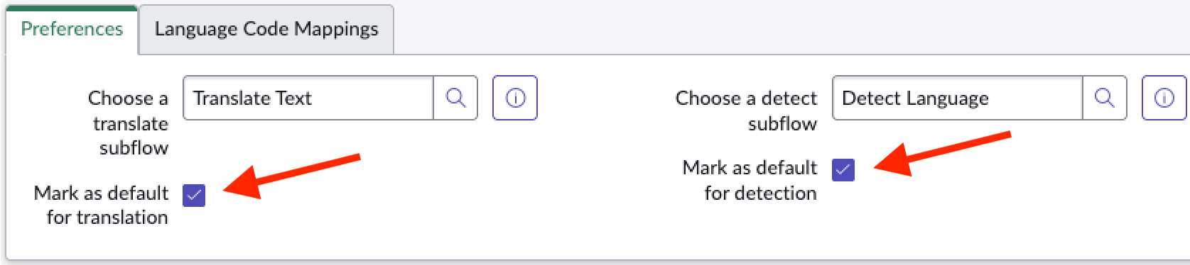 Preference settings